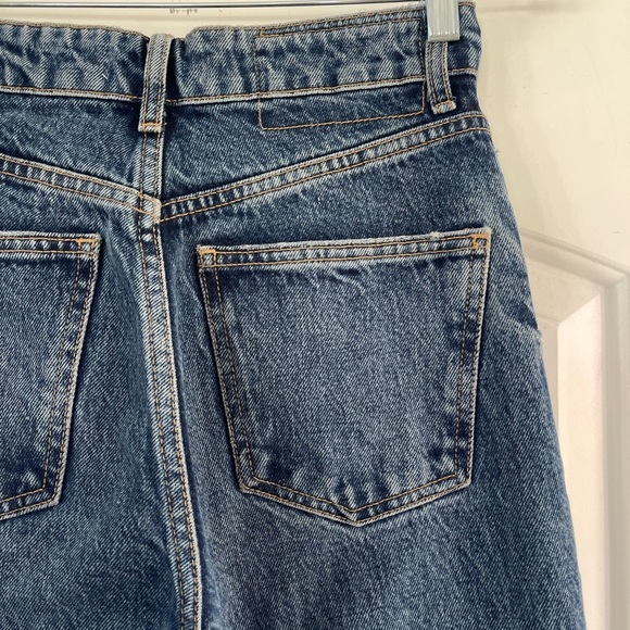 Zara High Rise Wide Leg Distressed Blue Jeans - 2 - Picture 5 of 6